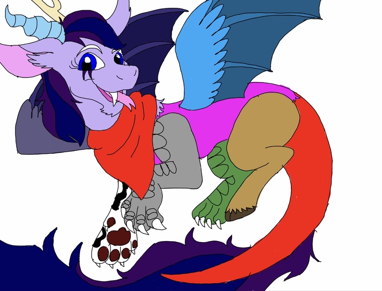 Size: 1415x1077 | Tagged: bandana, derpibooru import, draconequus, draconequus oc, draconequussona, female, oc, oc:adean the draconequus, redesign, safe