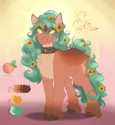 Size: 1466x1598 | Tagged: safe, artist:mint-and-love, derpibooru import, oc, oc:fantasia, oc:sia, clydesdale, earth pony, wolf, wolf pony, flower, fretlocks, reference sheet, sunflower