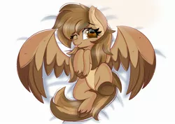 Size: 2560x1810 | Tagged: safe, artist:janelearts, derpibooru import, oc, pegasus, pony, female, mare, one eye closed, solo, tongue out, two toned wings, wings, wink