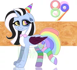 Size: 2200x2000 | Tagged: safe, artist:irinamar, derpibooru import, oc, unofficial characters only, alicorn, pony, adoptable, auction, auction open, clothes, reflection, simple background, socks, solo, striped socks, white background