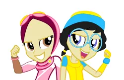Size: 1550x1000 | Tagged: source needed, safe, artist:mlpandboboiboyfan, derpibooru import, equestria girls, base used, beanie, boboiboy, crossover, duo, duo female, female, flower, grin, hat, hijab, malaysia, ponytails, simple background, smiling, together, two girls, vector, white background, yaya, ying(boboiboy)