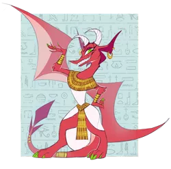 Size: 1280x1266 | Tagged: adopted offspring, ancient egypt, artist:varwing, clothes, derpibooru import, dragon, oc, oc:clear, safe, solo