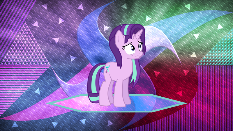 Size: 4096x2304 | Tagged: safe, artist:davidsfire, artist:laszlvfx, derpibooru import, edit, starlight glimmer, pony, unicorn, absurd resolution, cutie mark, female, mare, sad, solo, wallpaper, wallpaper edit