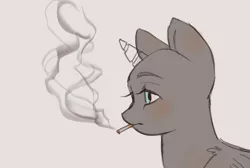 Size: 2972x2000 | Tagged: safe, artist:klooda, derpibooru import, pony, advertisement, blushing, bust, cigarette, commission, eyes half closed, female, image, mare, png, portrait, simple background, smoke, smoking, solo, stare, your character here