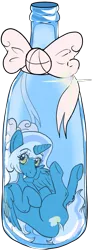 Size: 573x1545 | Tagged: adorabelle, alicorn, alicorn oc, artist:firefoxgirl96, bottle, bow, cute, derpibooru import, female, hair bow, horn, mare, oc, oc:fleurbelle, pony in a bottle, ribbon, safe, simple background, smiling, transparent background, wings, yellow eyes