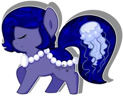 Size: 2763x2170 | Tagged: safe, artist:szarlotki, derpibooru import, oc, oc:nettle, unofficial characters only, earth pony, jellyfish, earth pony oc, eyes closed, jewelry, necklace, pearl necklace, simple background, solo, transparent background