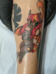 Size: 3024x4032 | Tagged: safe, artist:fannytastical, artist:luckyponytattoo, derpibooru import, oc, oc:porona, bat pony, bat pony oc, bat wings, coronavirus, covid-19, povid-19, tattoo, toilet paper, wings