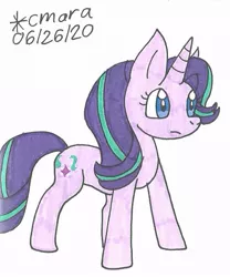 Size: 733x883 | Tagged: safe, artist:cmara, derpibooru import, starlight glimmer, pony, unicorn, female, mare, solo, surprised, traditional art