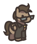 Size: 120x142 | Tagged: artist:plunger, clothes, derpibooru import, glasses, jacket, leather jacket, male, oc, oc:toffee scotch, pegasus, safe, simple background, solo, sunglasses, tiny, transparent background, unofficial characters only