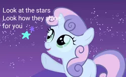 Size: 1170x720 | Tagged: coldplay, derpibooru import, edit, edited screencap, editor:katy木土, owl's well that ends well, safe, screencap, solo, song reference, sweetie belle