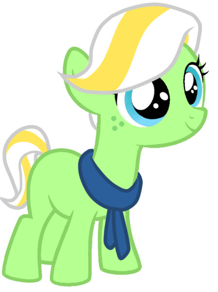 Size: 773x1032 | Tagged: safe, artist:incendiaryboobs, derpibooru import, oc, oc:pistachiprance, earth pony, pony, clothes, female, filly, magical gay spawn, offspring, parent:pistachio, parent:star tracker, scarf, simple background, solo, transparent background