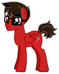 Size: 362x458 | Tagged: artist:deepestclover80, brown eyes, brown mane, brown tail, clover, derpibooru import, glasses, male, oc, oc:clover spell, original character do not steal, pegasus, pegasus oc, pony creator, red coat, safe, short mane, short tail, simple background, solo, stallion, transparent background, unofficial characters only, wings
