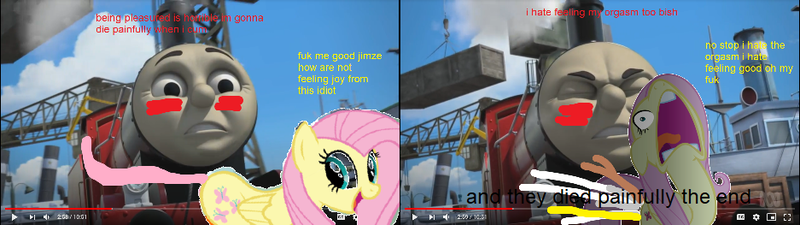 Size: 937x263 | Tagged: explicit, grimdark, banned from derpibooru, deleted from derpibooru, derpibooru import, fluttershy, pegasus, pony, 1000 hours in ms paint, female, female on male, female on male rape, fetish, image, james the red engine, male, mare, ms paint, png, poop, rape, scat, screaming, sex, straight, stupid, urine, watersports, wtf