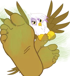 Size: 863x940 | Tagged: anthro, arms folded, artist:billybonko, barefoot, derpibooru import, feet, female, fetish, foot fetish, gilda, simple background, smelly, smelly feet, soles, solo, suggestive, toes, transparent background, visible stench