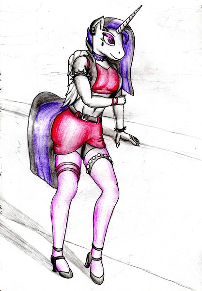 Size: 1713x2462 | Tagged: alicorn, anthro, artist:bomzzzik, derpibooru import, drawing, female, goth, pencil drawing, princess celestia, punklestia, safe, solo, traditional art