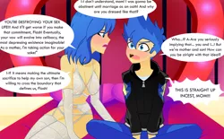 Size: 4704x2910 | Tagged: suggestive, artist:xan-gelx, derpibooru import, flash sentry, oc, oc:lazuli melody, equestria girls, age difference, awkward, bed, bedroom, big breasts, blushing, breasts, cleavage, clothes, conversation, dialogue, female, flash sentry gets all the milfs, flash sentry gets all the waifus, hoodie, imminent incest, imminent sex, implications, implied incest, incest, jacket, lazulisentry, lingerie, lipstick, lucky bastard, male, milf, mother and child, mother and son, open mouth, pillow, sexy, shipping, speech bubble, talking, this will end in incest