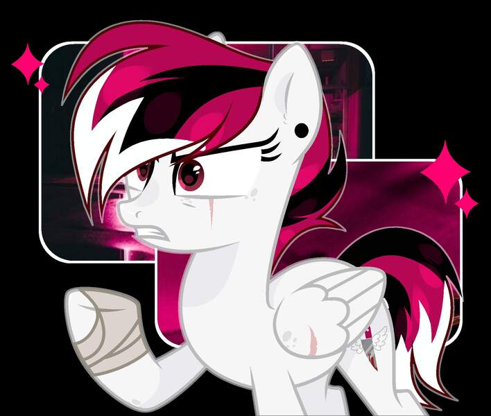 Size: 1900x1610 | Tagged: safe, artist:rerorir, derpibooru import, oc, oc:razorwing, pegasus, pony, bandage, female, mare, simple background, solo, white background