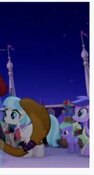 Size: 250x466 | Tagged: safe, derpibooru import, screencap, aquamarine glow, coco pommel, unnamed character, unnamed pony, earth pony, pegasus, pony, unicorn, my little pony: the movie, cropped, happy