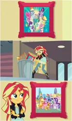 Size: 558x939 | Tagged: safe, derpibooru import, edit, edited screencap, screencap, applejack, fluttershy, gummy, pinkie pie, rainbow dash, rarity, spike, starlight glimmer, sunset shimmer, trixie, twilight sparkle, twilight sparkle (alicorn), alicorn, dragon, earth pony, pegasus, unicorn, equestria girls, my little pony: pony life, my past is not today, drama, into the trash it goes, mane seven, mane six, op is a slowpoke, op isn't even trying anymore, pony life drama, winged spike