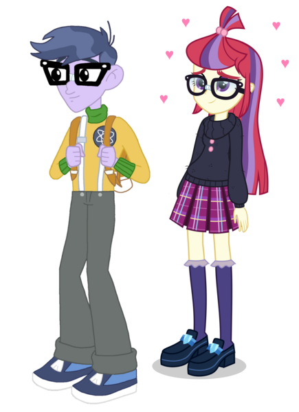 Size: 2000x2760 | Tagged: safe, artist:skyfallerart, artist:xebck, derpibooru import, edit, microchips, moondancer, equestria girls, clothes, crack shipping, crystal prep academy uniform, equestria girls-ified, female, heart, male, school uniform, shipping, simple background, straight, transparent background, vector