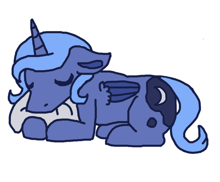 Size: 4000x3300 | Tagged: alicorn, artist:theedgyduck, cute, derpibooru import, eyes closed, female, filly, filly luna, lunabetes, mare, pillow, princess luna, s1 luna, safe, simple background, sleeping, solo, transparent background, woona, younger