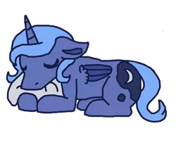 Size: 4000x3300 | Tagged: alicorn, artist:theedgyduck, cute, derpibooru import, eyes closed, female, filly, filly luna, lunabetes, mare, pillow, princess luna, s1 luna, safe, simple background, sleeping, solo, transparent background, woona, younger