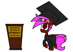 Size: 1000x721 | Tagged: safe, artist:rainbowbacon, derpibooru import, oc, oc:rainbowbacon, pegasus, pony, graduation, graduation cap, hat, newbie artist training grounds, podium, solo