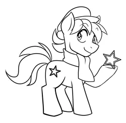 Size: 4107x3984 | Tagged: artist needed, source needed, safe, derpibooru import, oc, oc:esperanta poneo, unofficial characters only, earth pony, pony, closed mouth, clothes, commission, cute, esperanto, male, monochrome, solo, stallion