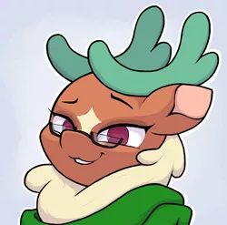 Size: 2721x2693 | Tagged: artist:ljdamz1119, cashmere (tfh), clothes, community related, deer, derpibooru import, female, glasses, looking at you, reindeer, safe, scarf, solo, them's fightin' herds