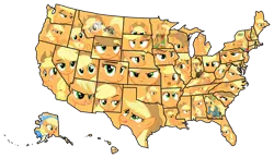 Size: 2400x1392 | Tagged: safe, artist:otaku-kun9, derpibooru import, edit, edited screencap, screencap, applejack, pony, simple ways, the return of harmony, expressions, map, map of the united states, ponies as regions, reactions, simple background, solo, transparent background, united states, united states of applejack