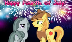 Size: 2064x1203 | Tagged: 4th of july, braeble, braeburn, derpibooru import, female, fireworks, holiday, looking at each other, lyrics in the description, male, marble pie, night, safe, shipping, smiling, straight, youtube link