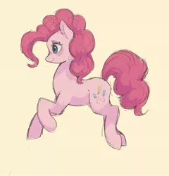 Size: 1833x1907 | Tagged: safe, artist:nodambol, derpibooru import, pinkie pie, earth pony, pony, female, mare, profile, simple background, solo, yellow background