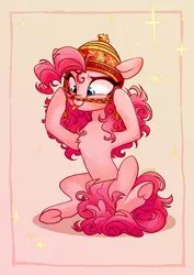 Size: 2894x4093 | Tagged: safe, artist:shore2020, derpibooru import, pinkie pie, earth pony, pony, :p, cap, commission, cute, diapinkes, female, hat, mare, silly, silly pony, sitting, solo, tongue out