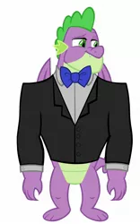 Size: 1280x2054 | Tagged: artist:disneymarvel96, artist:memnoch, bowtie, clothes, derpibooru import, dragon, edit, gigachad spike, male, older, older spike, safe, simple background, solo, spike, suit, tuxedo, vector, vector edit, winged spike, wings