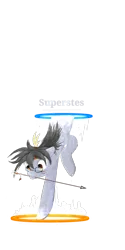 Size: 1000x2000 | Tagged: artist needed, safe, derpibooru import, oc, oc:silver bristle, unofficial characters only, earth pony, pony, arrow, digital art, glasses, indian, male, mouth hold, portal, portal (valve), simple background, stallion, transparent background