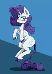 Size: 4960x7015 | Tagged: safe, artist:paskanaakka, derpibooru import, rarity, unicorn, abstract background, absurd resolution, chest fluff, colored hooves, ear fluff, female, mare, rarity is not amused, solo, tail stand, unamused, unshorn fetlocks
