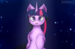 Size: 2096x1380 | Tagged: safe, alternate version, artist:darbedarmoc, derpibooru import, twilight sparkle, alicorn, pony, cave, cave of harmony, chest fluff, ear fluff, fluffy, moonlight, solo, sparkles