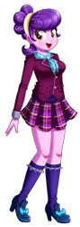 Size: 604x1696 | Tagged: safe, artist:the-butch-x, derpibooru import, suri polomare, equestria girls, clothes, crystal prep academy uniform, cute, female, looking at you, open mouth, plaid skirt, school uniform, simple background, skirt, smiling, solo, suribetes, transparent background