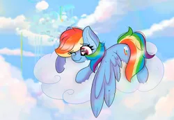 Size: 5787x3996 | Tagged: safe, artist:janelearts, derpibooru import, rainbow dash, pegasus, pony, absurd resolution, cloud, cloudsdale, solo