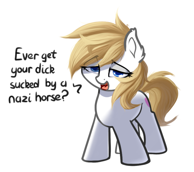 Size: 789x703 | Tagged: suggestive, artist:neuro, derpibooru import, oc, oc:aryanne, unofficial characters only, earth pony, pony, art pack:marenheit 451, /mlp/, blonde, blonde mane, blue eyes, cute, cutie mark, image, implied blowjob, implied oral, implied sex, mane, nazi, nazipone, png, simple background, solo, tail, transparent background, vulgar, white coat
