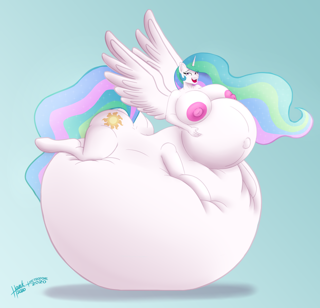 Size: 6000x5775 | Tagged: absurd resolution, anthro, artist:09hankris, artist:retropony, belly, belly bed, big belly, big breasts, breasts, centaur, derpibooru import, huge belly, huge breasts, hyper, hyper belly, hyper pregnancy, impossibly large belly, nipples, nudity, preglestia, pregnant, princess celestia, questionable, solo, taur