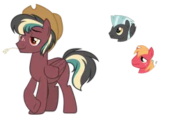 Size: 1024x701 | Tagged: safe, artist:sapphiretwinkle, derpibooru import, big macintosh, thunderlane, oc, pegasus, pony, hat, magical gay spawn, male, offspring, parent:big macintosh, parent:thunderlane, parents:thundermac, simple background, stallion, transparent background