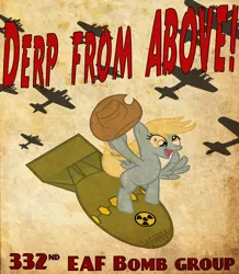 Size: 1333x1527 | Tagged: artist:panzerforge, artist:smashinator, atomic bomb, bomber, cowboy hat, death from above, derp, derp from above, derpibooru import, derpy hooves, dr. strangelove, hat, nuclear weapon, propaganda, propaganda poster, recruitment poster, riding, riding a bomb, safe, solo, weapon