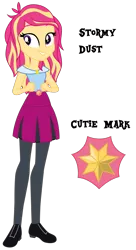 Size: 1920x3521 | Tagged: safe, artist:lhenao, derpibooru import, oc, oc:stormy dust, human, equestria girls, cutie mark, magical lesbian spawn, next generation, offspring, parent:sunset shimmer, parent:twilight sparkle, parents:sunsetsparkle, simple background, solo, transparent background