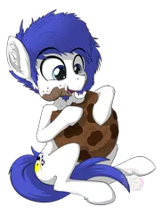 Size: 3396x4677 | Tagged: artist:calena, chocolate, cookie, cuddling, cute, derpibooru import, eating, food, giant cookie, oc, oc:isaac pony, safe, simple background, solo, transparent background, unofficial characters only