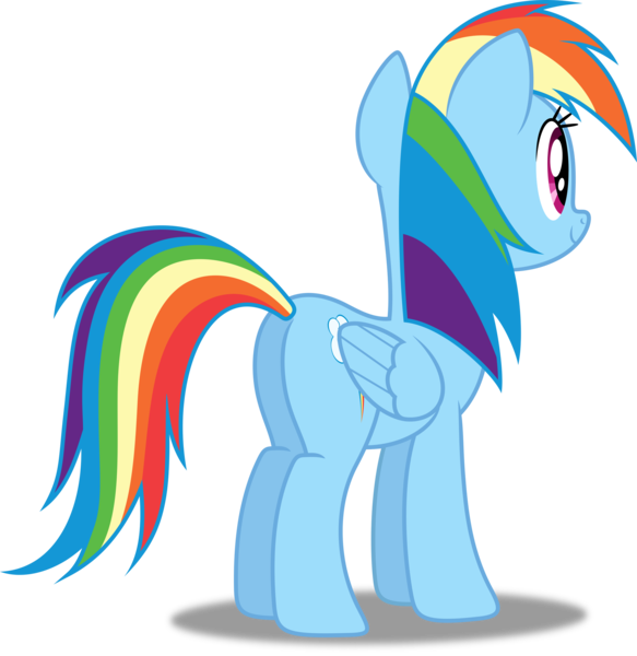 Size: 2414x2485 | Tagged: safe, artist:dashiesparkle, derpibooru import, rainbow dash, pegasus, pony, .svg available, behind, butt, female, from behind, high res, mare, plot, rainbutt dash, rear view, shadow, simple background, solo, transparent background, vector