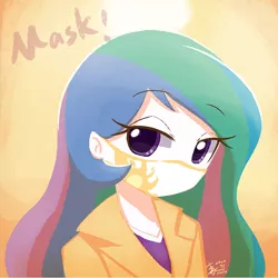 Size: 800x800 | Tagged: safe, artist:howxu, derpibooru import, princess celestia, equestria girls, coronavirus, covid-19, female, mask, principal celestia, solo