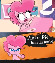 Size: 1024x1177 | Tagged: safe, derpibooru import, edit, edited screencap, editor:tcgamebot, screencap, pinkie pie, earth pony, pony, bad thing no. 3, my little pony: pony life, pinkie pie: hyper-helper, spoiler:pony life s01e05, spoiler:pony life s01e06, super smash bros., treehouse logo