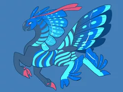 Size: 2800x2100 | Tagged: artist:loryska, blue background, derpibooru import, hybrid, magical lesbian spawn, oc, offspring, parent:queen novo, parent:zecora, safe, simple background, solo