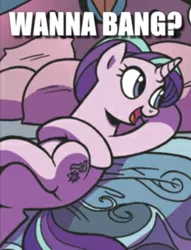 Size: 687x899 | Tagged: suggestive, derpibooru import, edit, starlight glimmer, pony, unicorn, spoiler:comiclom4, caption, female, image macro, mare, propositioning, question, solo, text